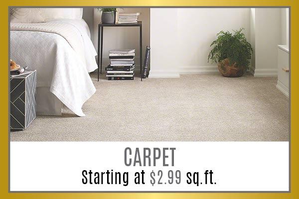 Carpet stating at $2.99 sq. ft.