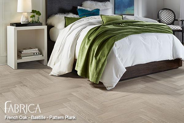 Stop by our today and check out some of our beautiful Fabrica French Oak Bastille Pattern Plank hardwood flooring!
